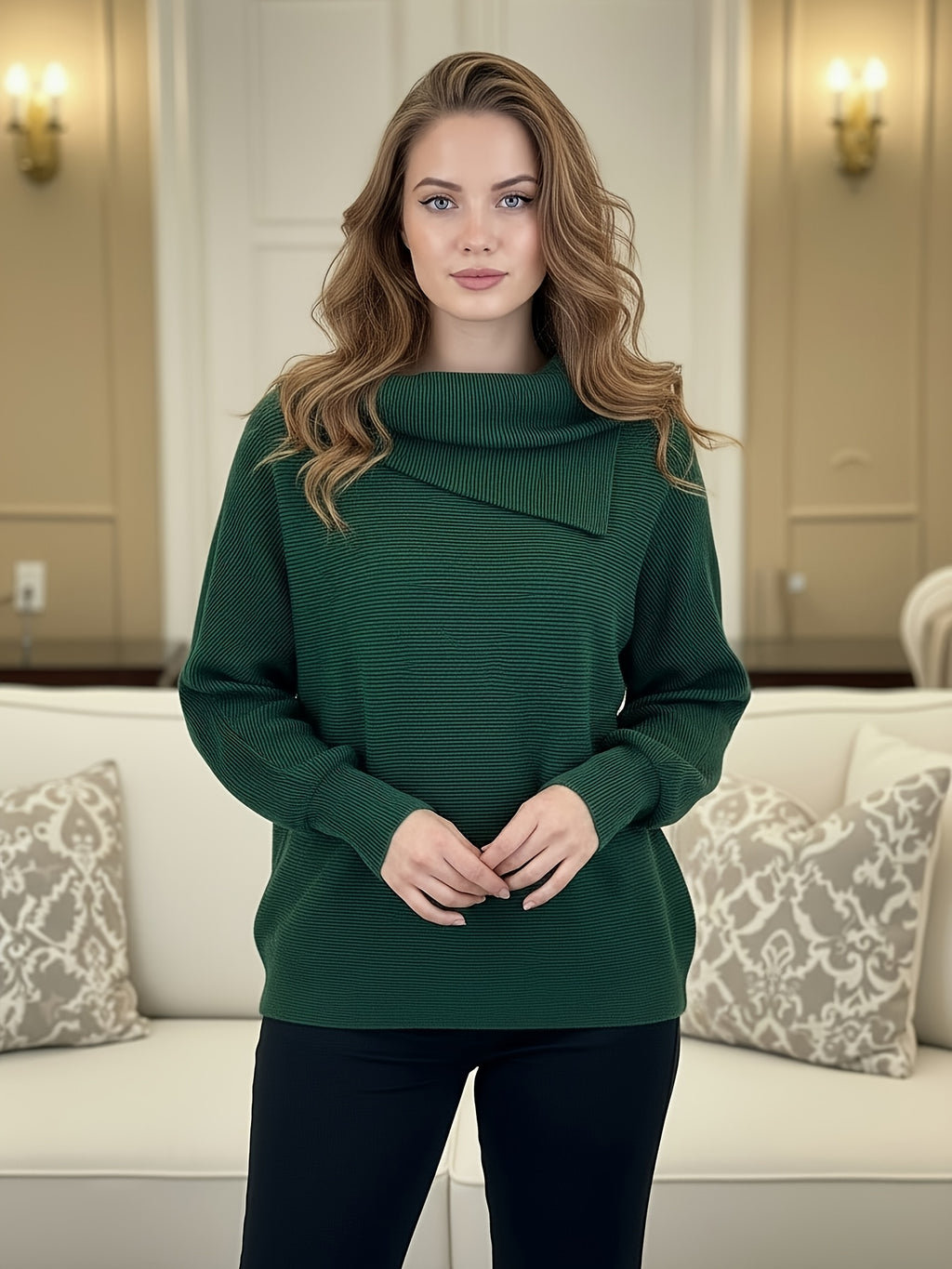Loose-Fitting, Stylish, Casual Scarf-Neck Pullover Shirt | Perfect for Autumn and winter