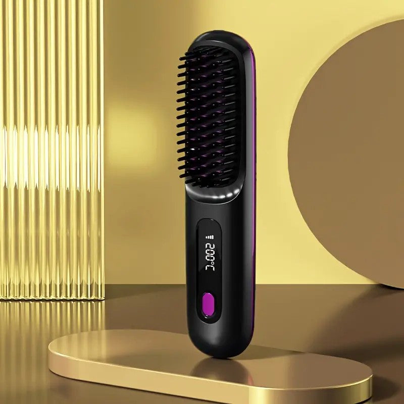 Wireless Straightener Brush, 30W Ceramic, 3 Temperature Settings