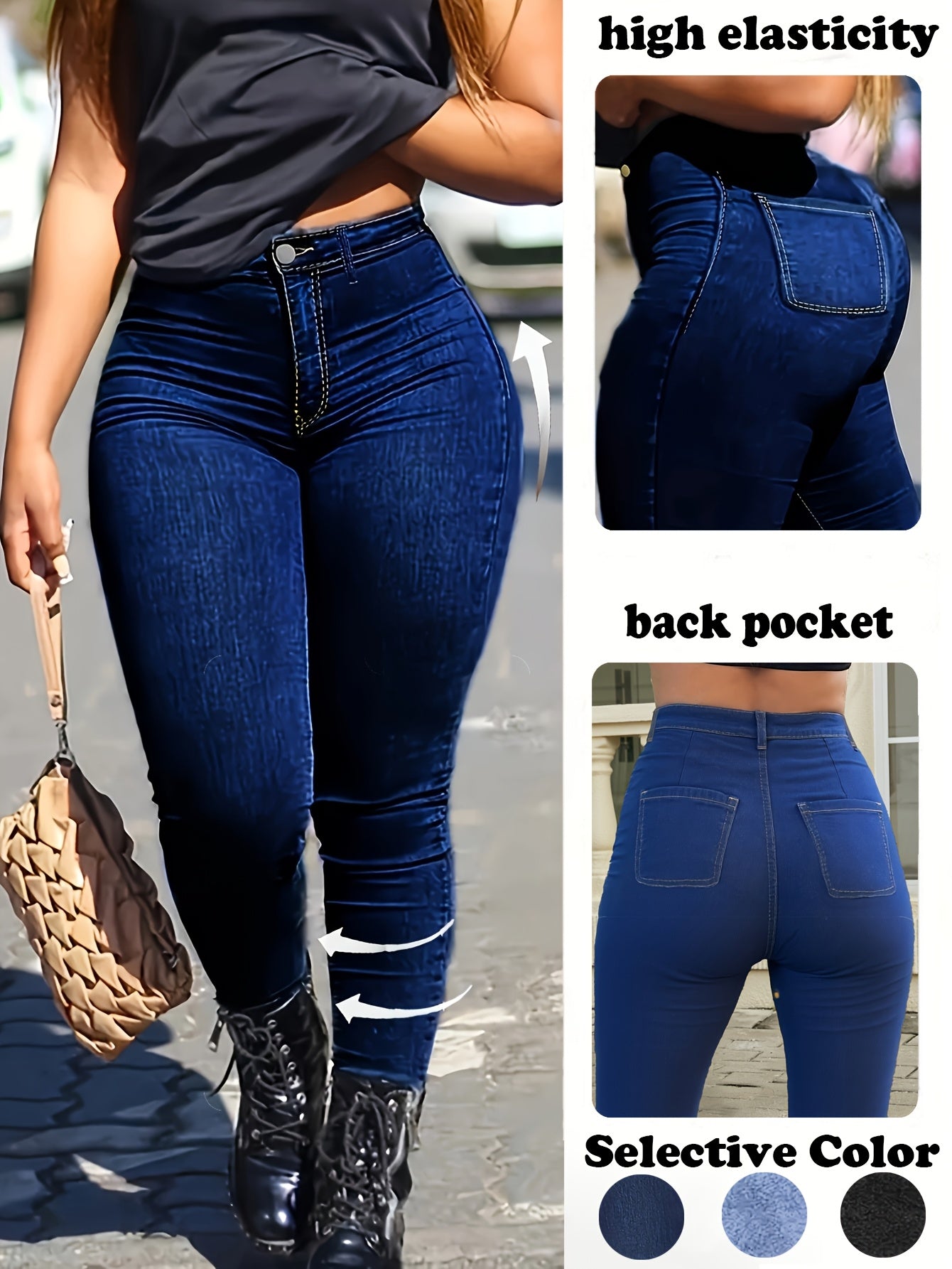 High-Waisted Stretch Skinny Jeans for Women