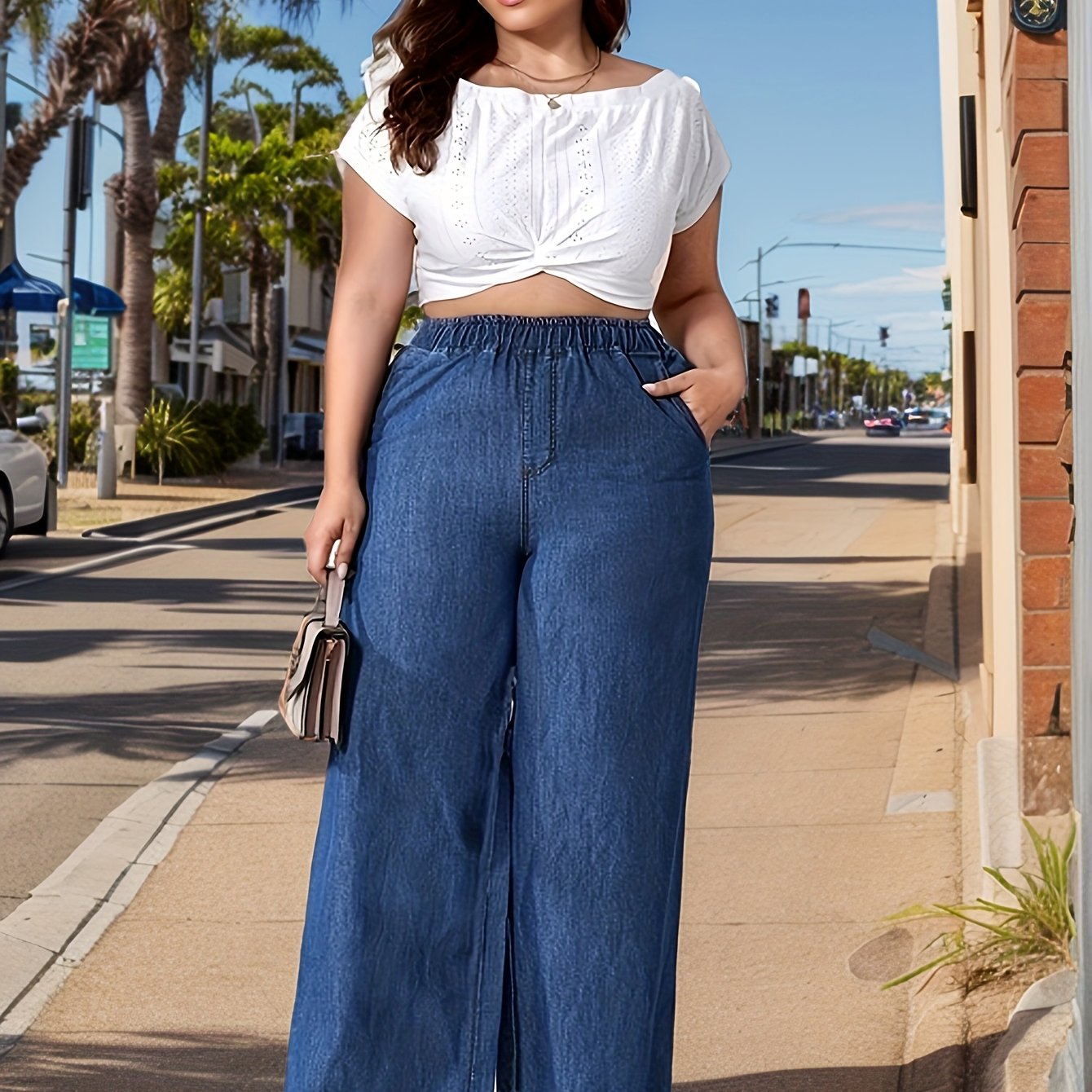 Plus Size Women's High-Waisted Straight-Leg Jeans