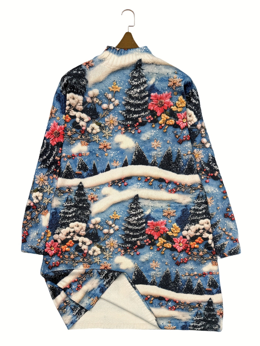 Women's Elegant Winter Sweater Dress  Silhouette with Santa Sleigh & Snowman Print Christmas Party New Year