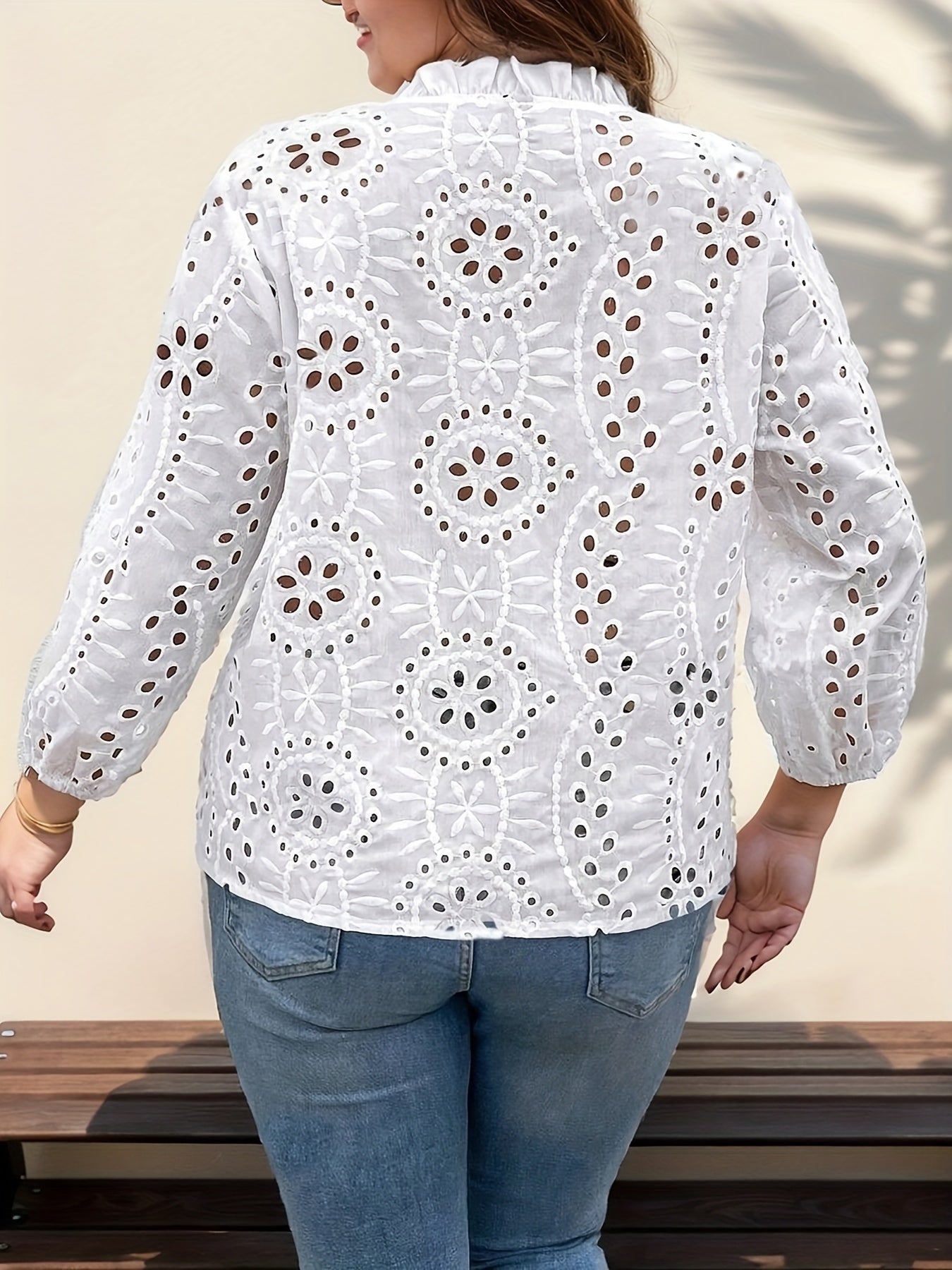 Women's Stretchy V-Neck Blouse with Cut-Out