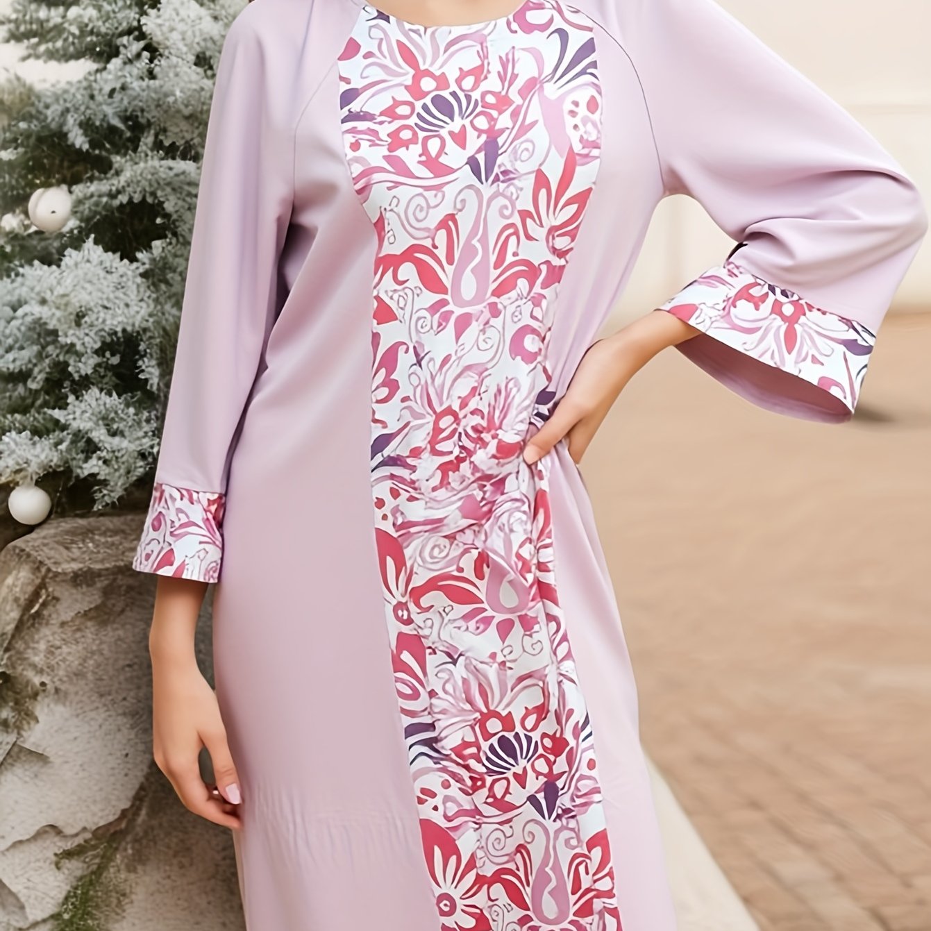 Middle East European and American Spring Summer Floral Print Dress