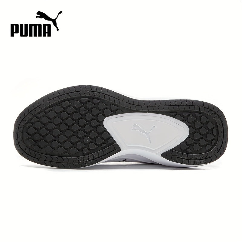 PUMA Unisex Sneakers - Low-Top Gym Sneakers in White/Black/Neon Green Accent - Breathable Fabric Upper