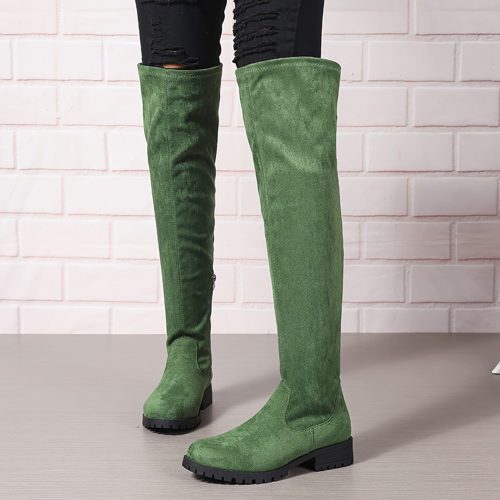 Stylish Women's Long Over the Knee Boots - Chunky Heel