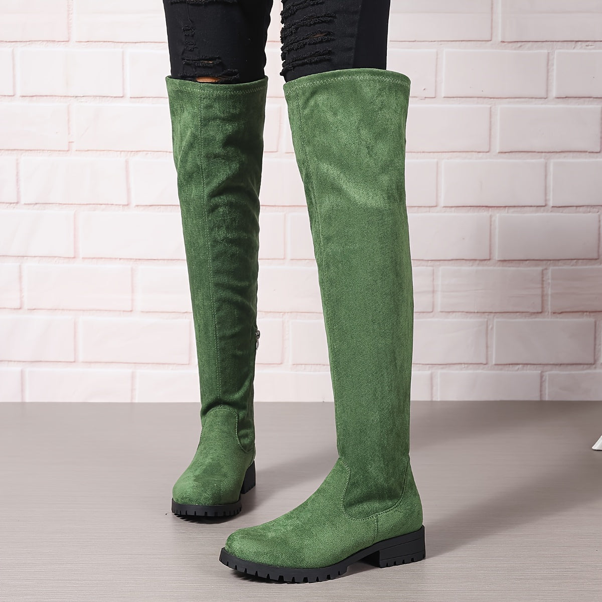 Stylish Women's Long Over the Knee Boots - Chunky Heel