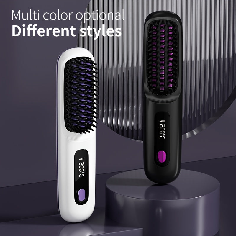 Wireless Straightener Brush, 30W Ceramic, 3 Temperature Settings