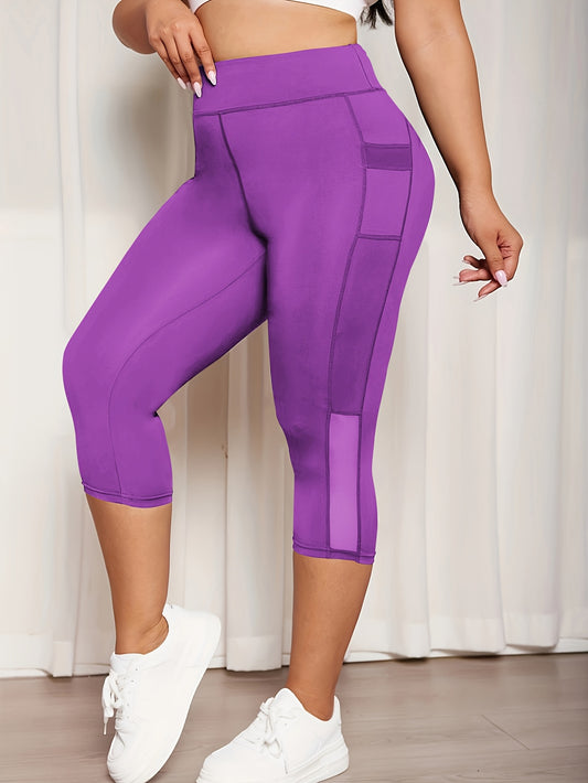 Plus Size Mesh Seven-Split Pants with Pockets