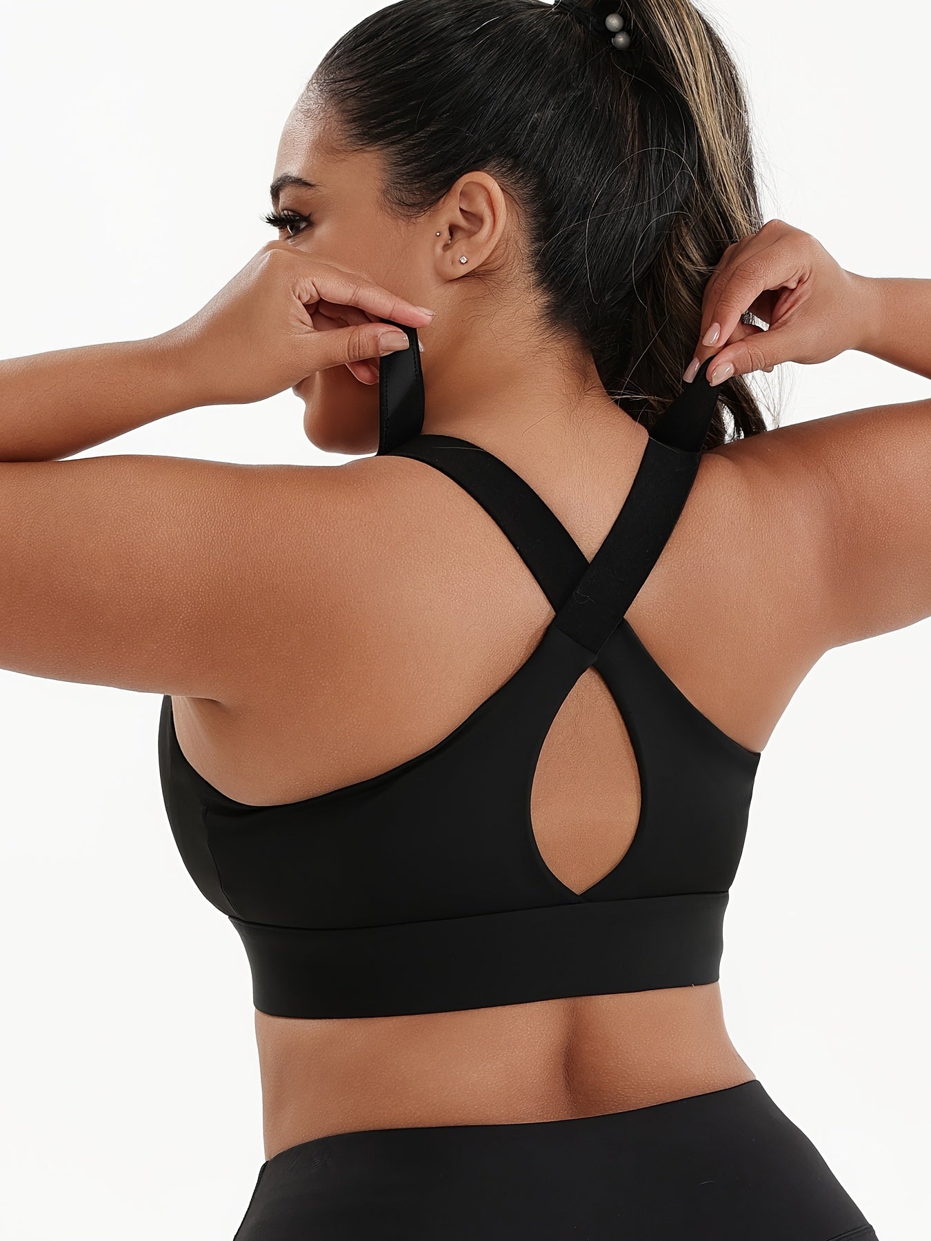 Plus Size Sports Bra with Front Zipper - High Impact, High Support, Adjustable Straps for Yoga
