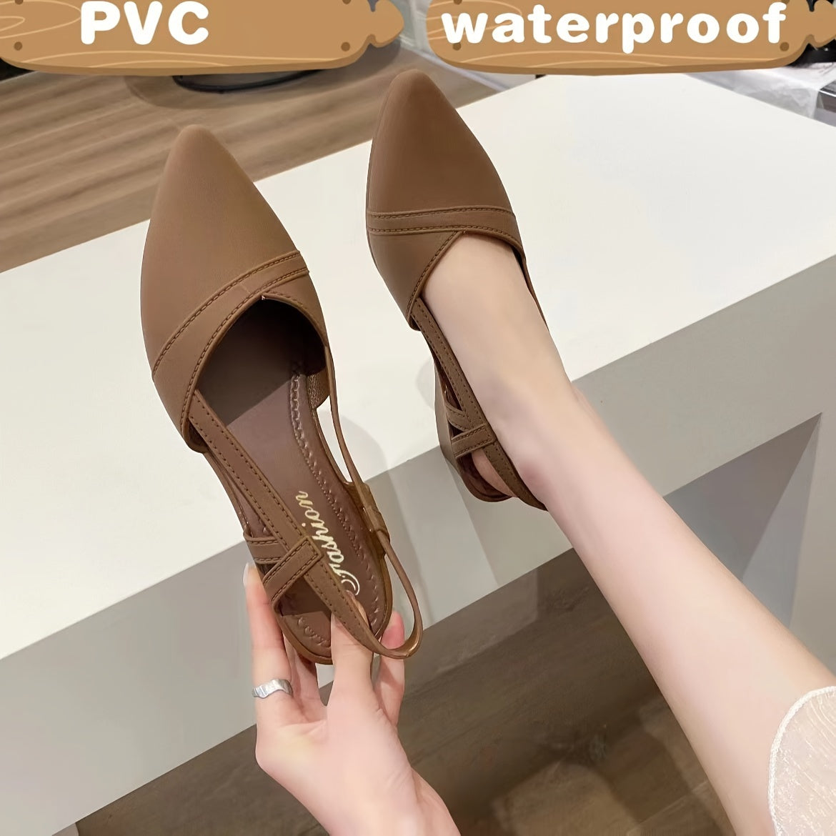 Casual Pointed Toe Lace-up Shoes, Plastic Jelly Work Shoes with Soft Sole