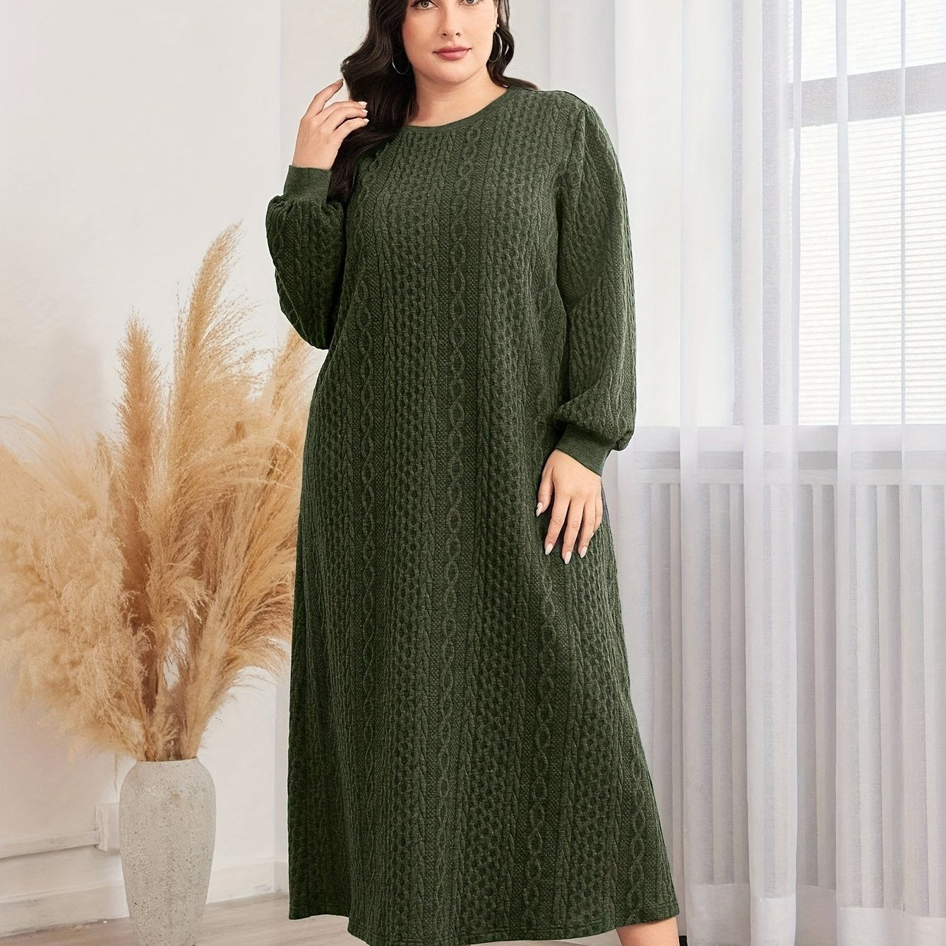 Women's Plus Size Textured Sweatshirt Dress