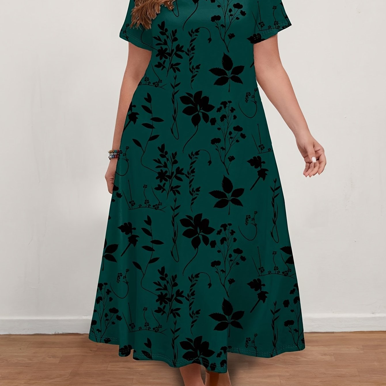 Women's Casual Vintage Floral Print V-Neck Short Sleeve Dress