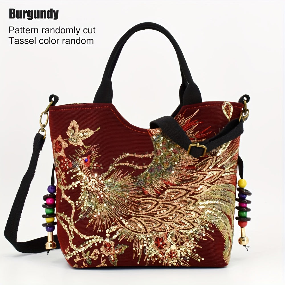 Chic Women's Embroidered Satchel Purse