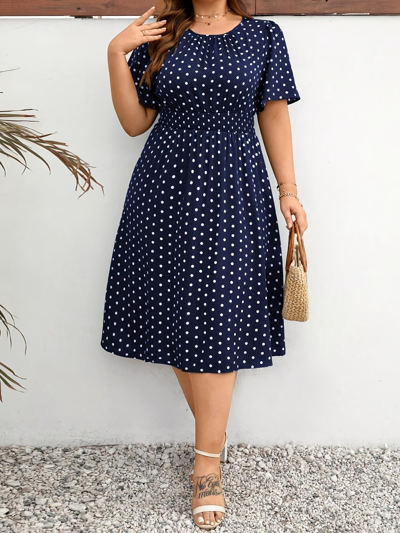 Elegant Women's Plus Size Dot Print Summer Dress