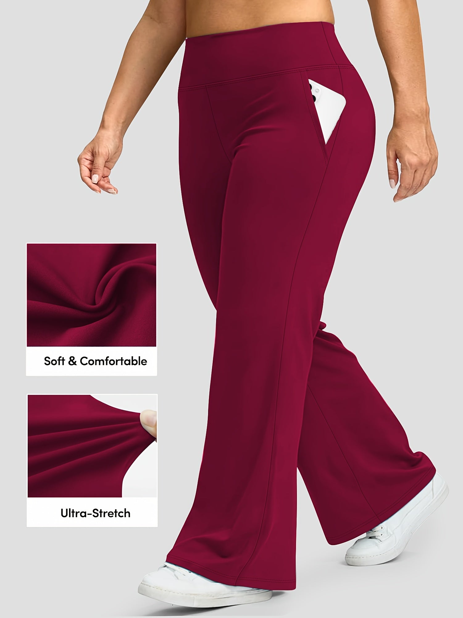 Women's Plus-Size High-Waisted Flared Pants