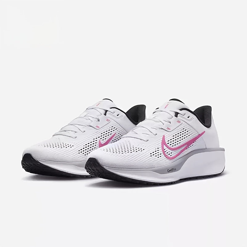 Nike Quest 6 Men's & Women's Breathable Running Shoes - White/Grey/Pink Low-Top Sneakers with Cushioned Arch Support