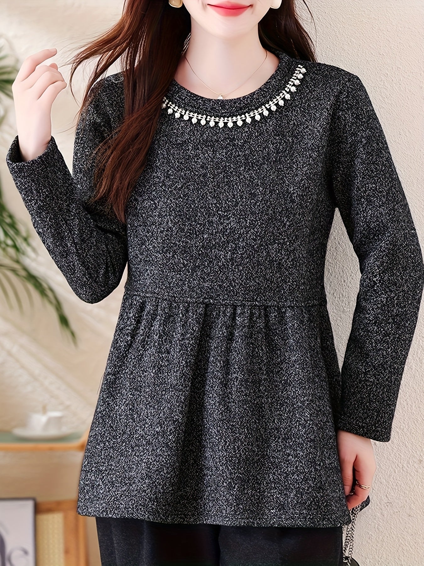 Winter Jacket with -like Faux Shearling Collar & - Longline Coat for Cold Weather