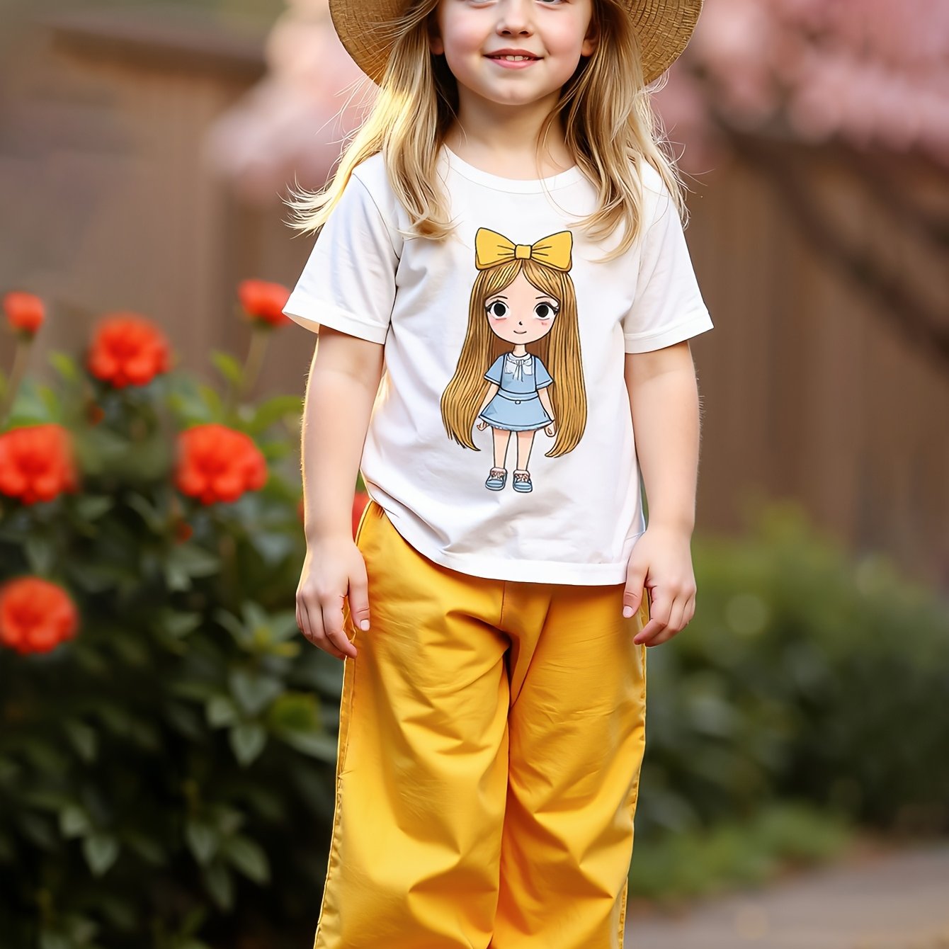 Adorable Summer Girls' Two-Piece Outfit - Short Sleeve T-Shirt
