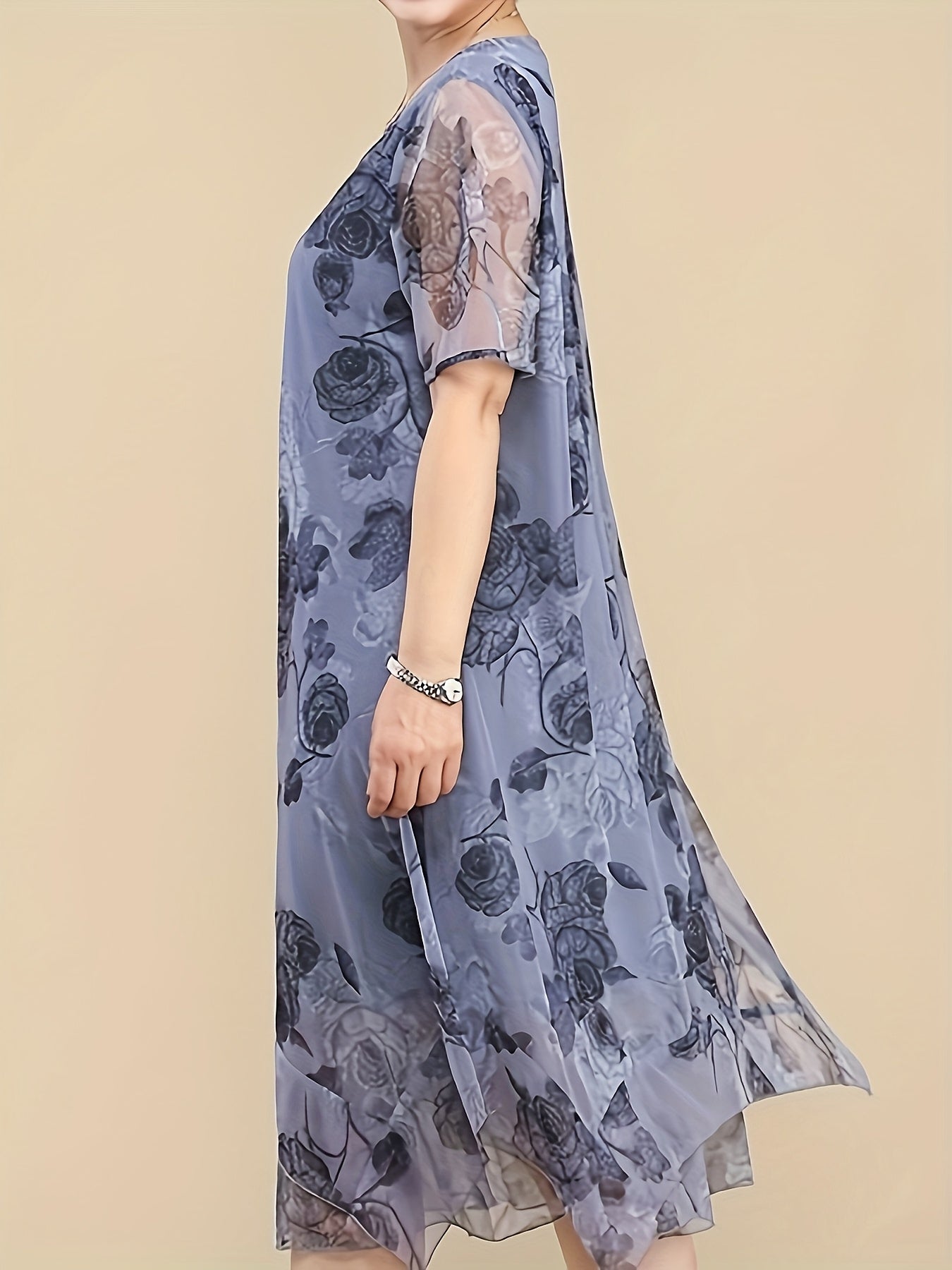 Women's Floral Chiffon Tunic Dress