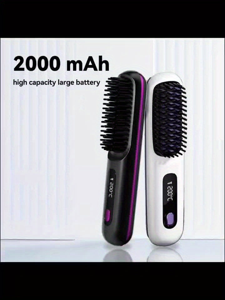 Wireless Straightener Brush, 30W Ceramic, 3 Temperature Settings