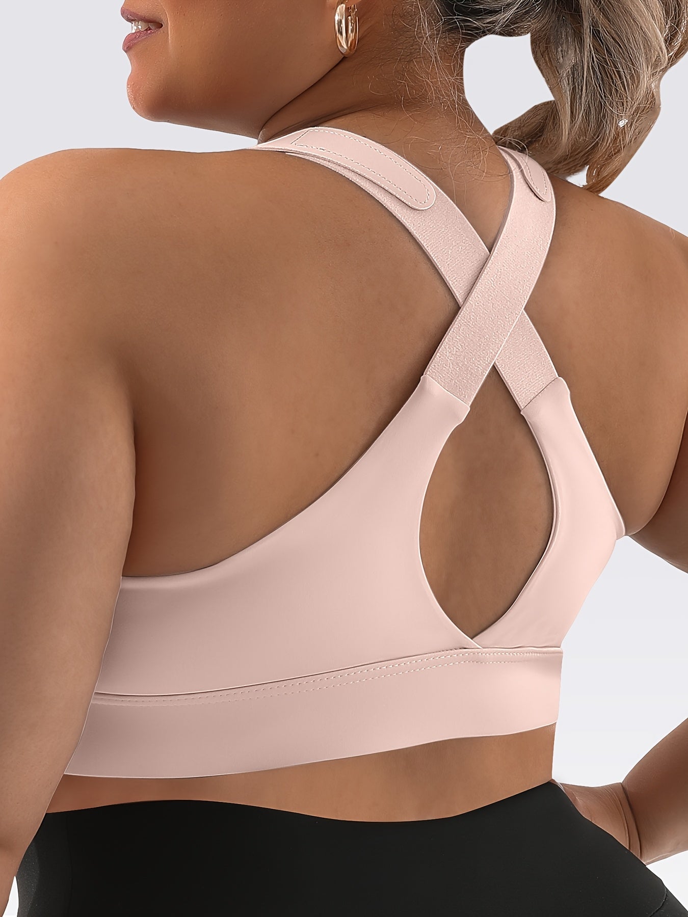 Plus Size Sports Bra with Front Zipper - High Impact, High Support, Adjustable Straps for Yoga