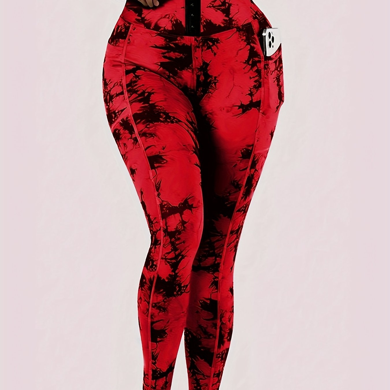 Women' High-Waist Tie-Dye Yoga Leggings with Front Button Closure & Pockets