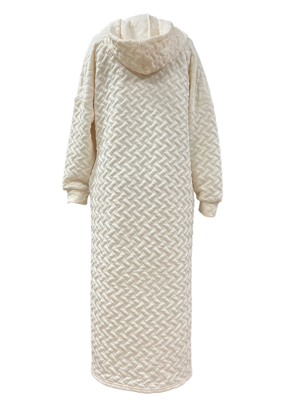 Women's Casual Hooded Long Sleeve Dress with Pockets - Solid Color