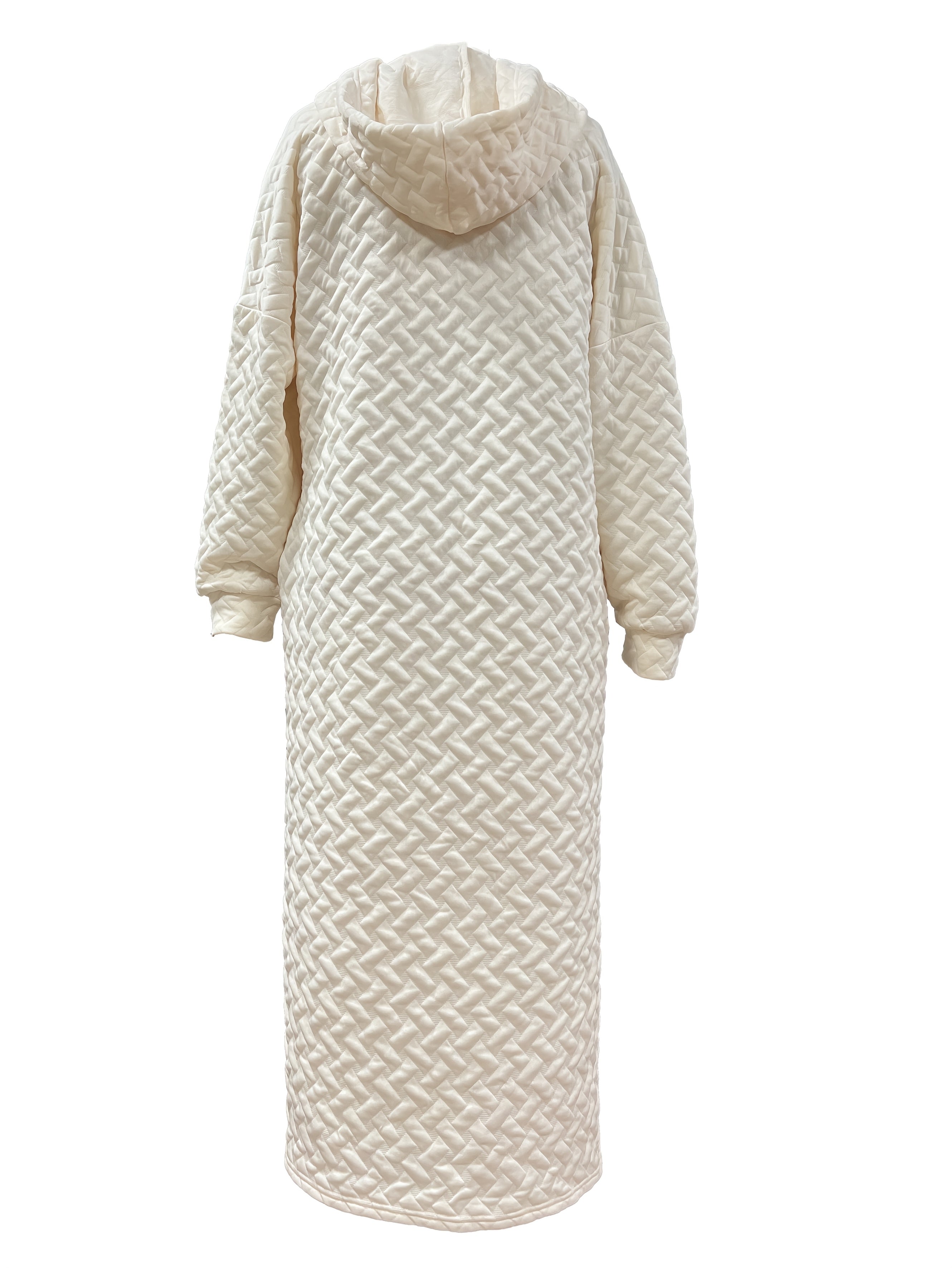 Women's Casual Hooded Long Sleeve Dress with Pockets - Solid Color