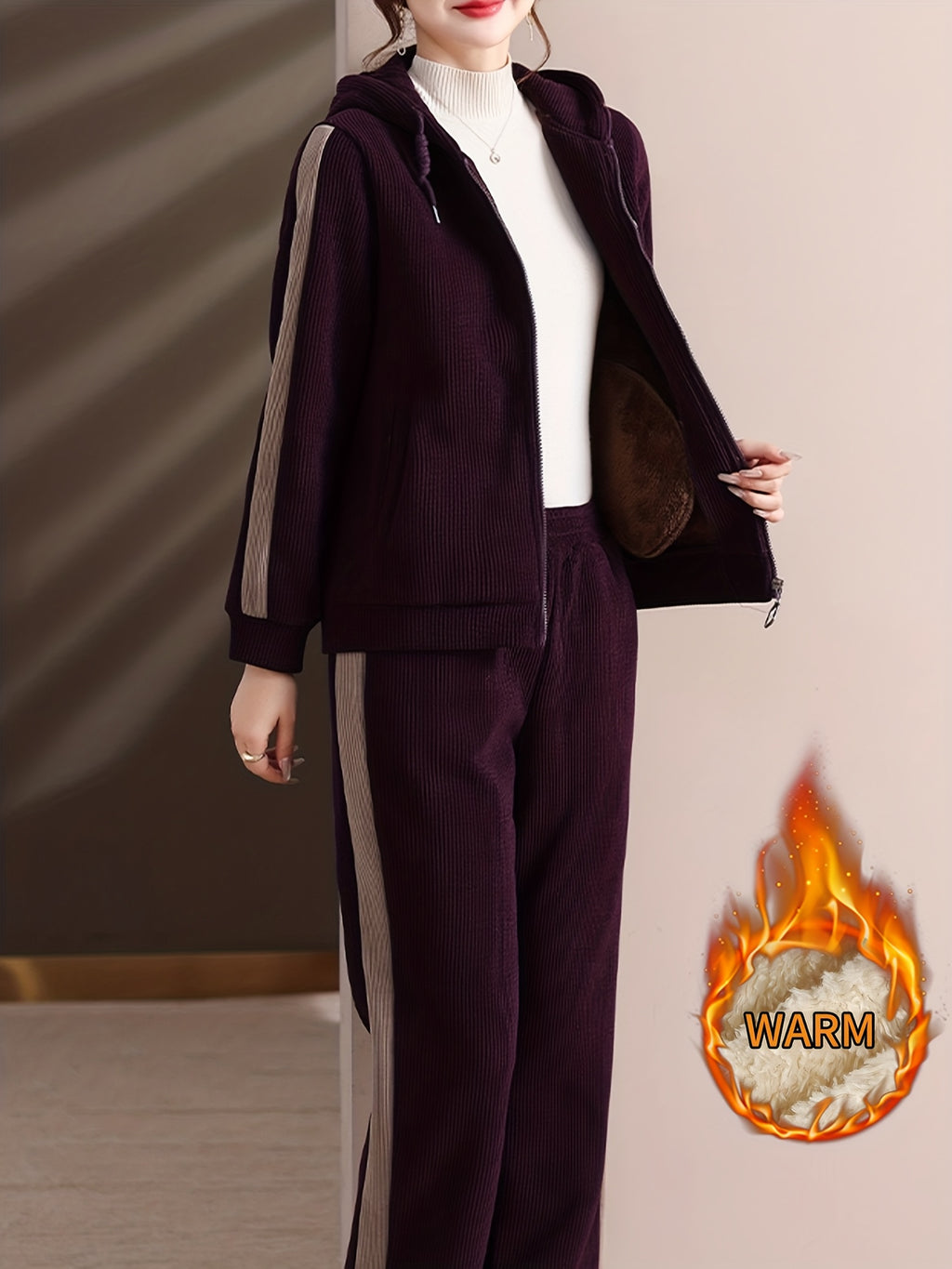 Women's Middle-Aged Mom's Winter New -Lined Warm Set - Windproof Thickened Outerwear