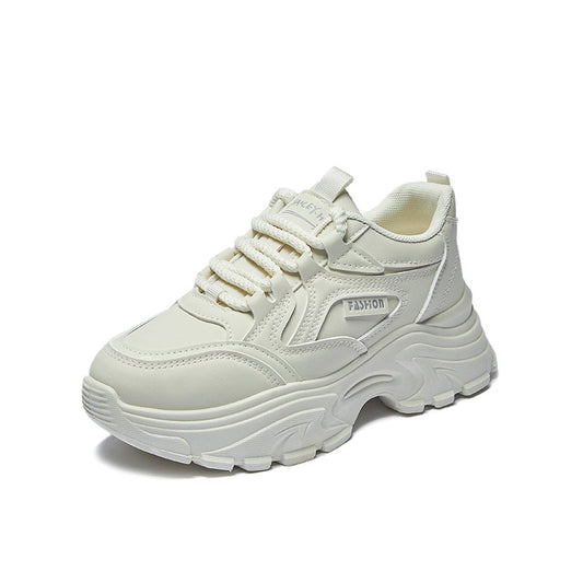 Breathable Student Sports Height Increasing Leather Low-top Shoes