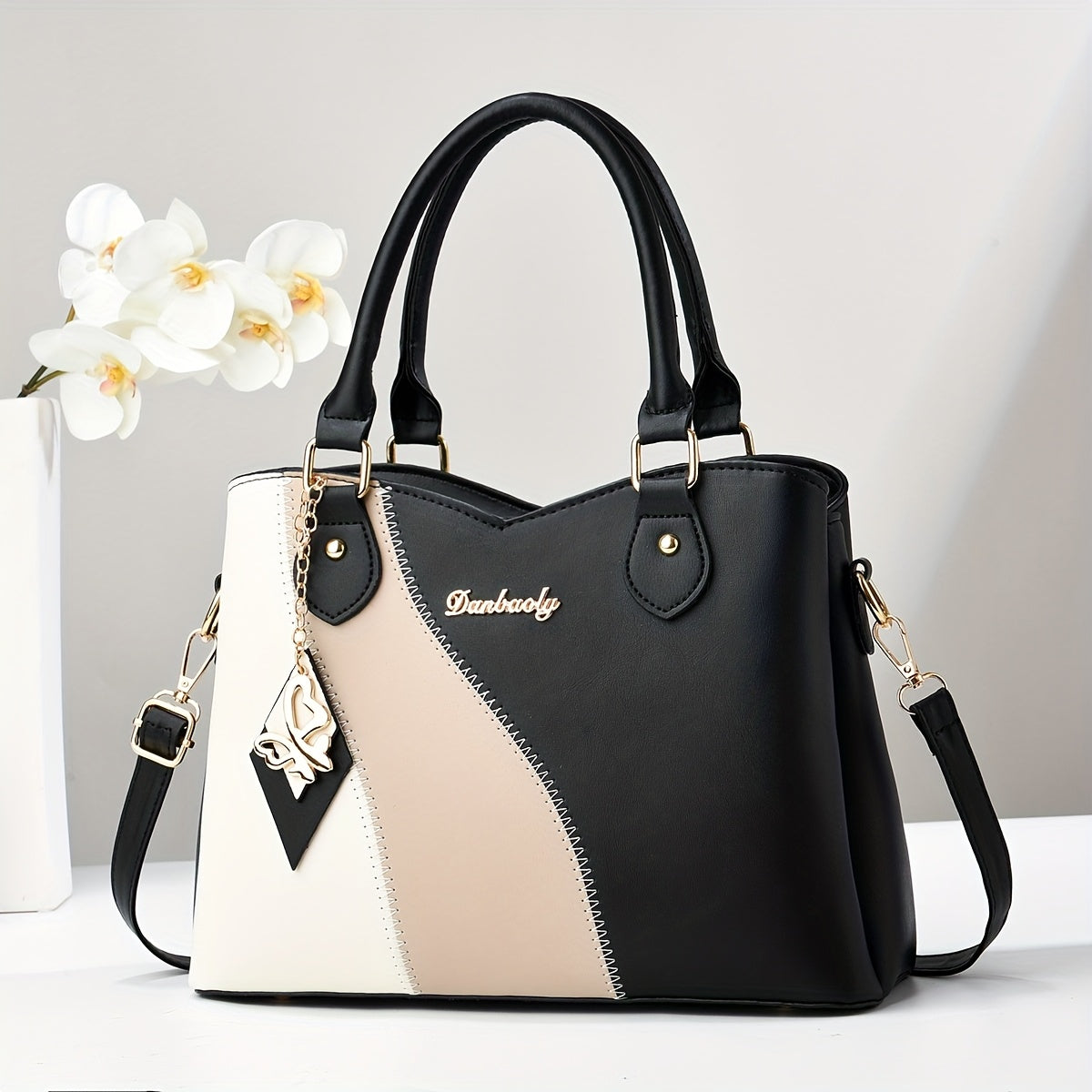 Casual Geometric Two-Tone Large Capacity Bag for Women