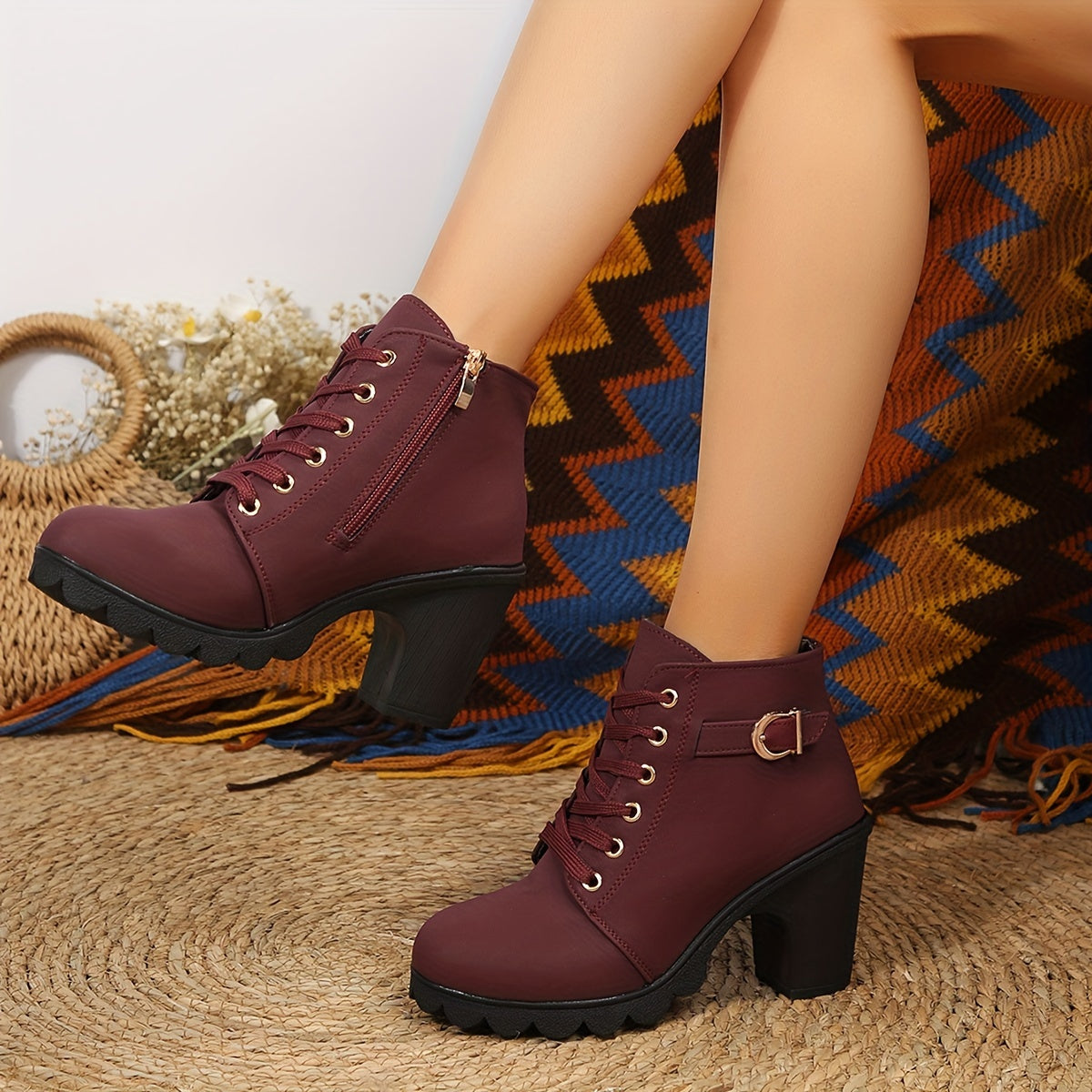 Trendy Women's Chunky Heel Ankle Boots