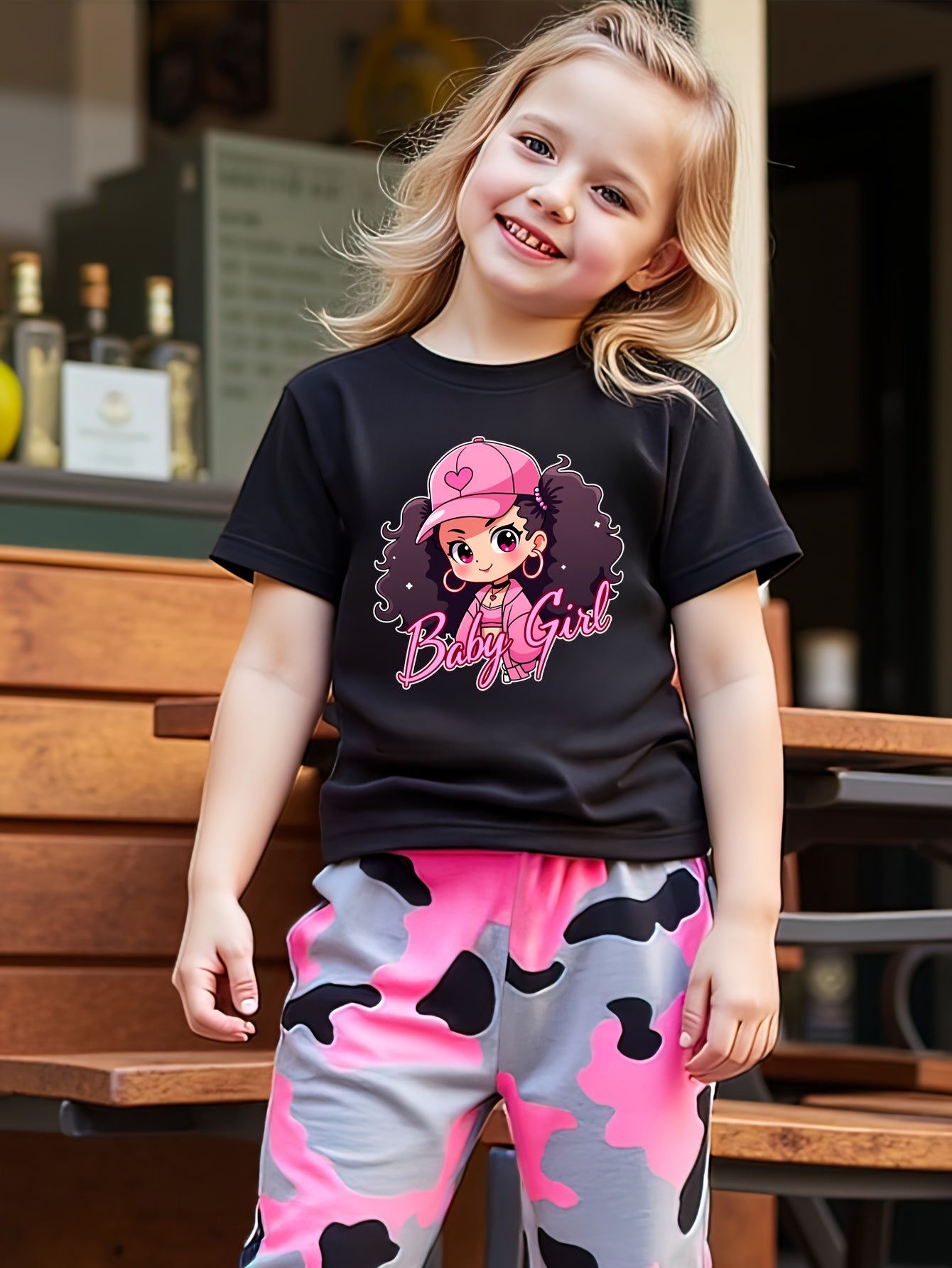 2pcs set of girls' summer fashion outdoor casual suits