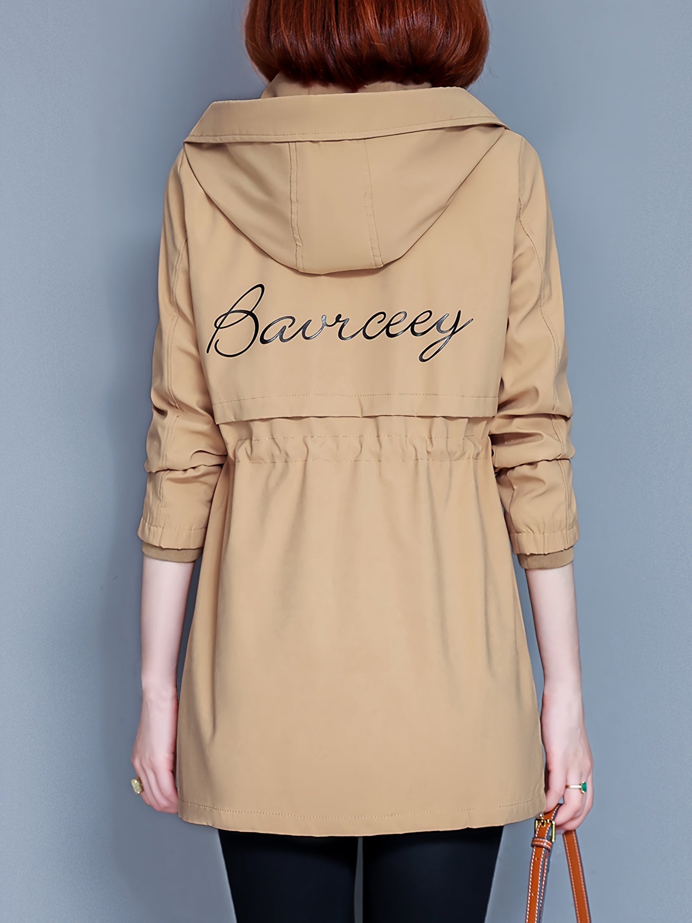 Kesixsty Women's Mid-Length Hooded Windbreaker Jacket with Plush Lining