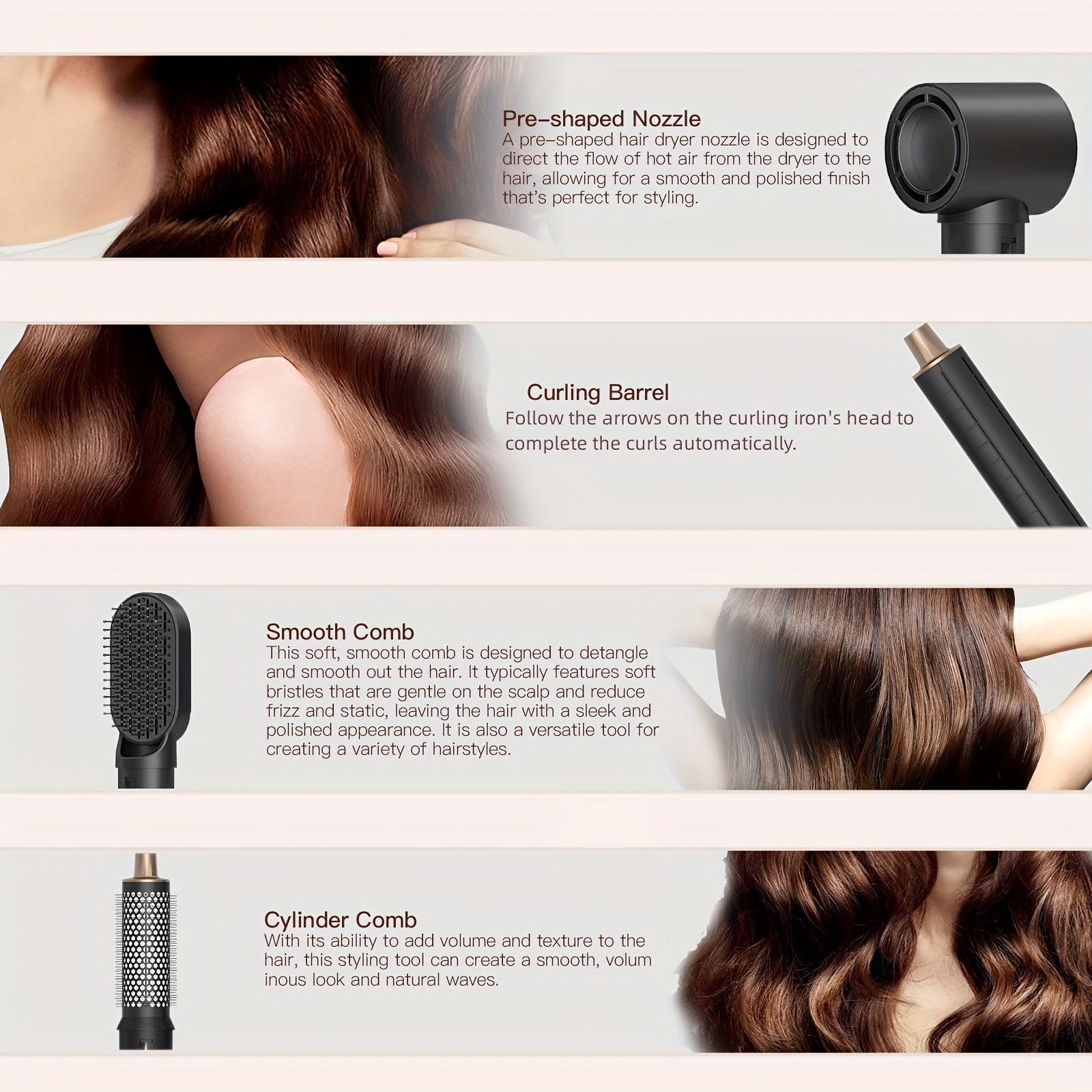 5-in-1 Hair Dryer Brush & Styler, Hot Air Brush, Left & Right Automatic