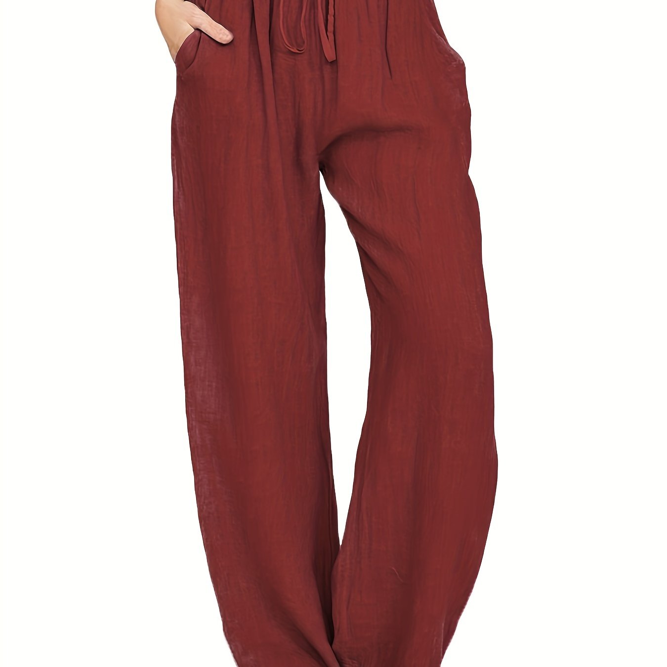 Drawstring Wide Leg Solid Loose Palazzo Pants