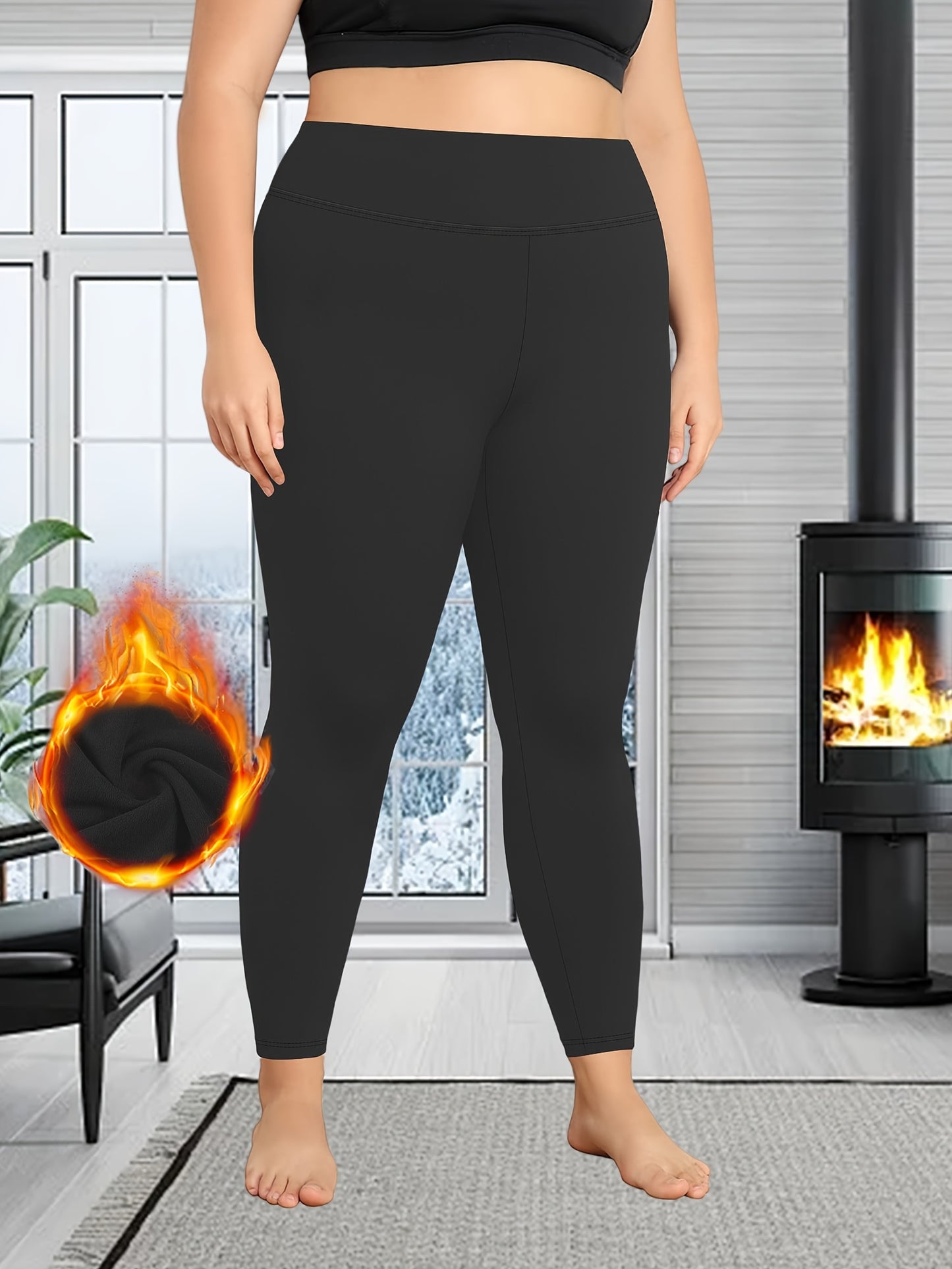 Cozy Plus Size Solid Leggings - Soft, High Waist, Thick, Stretchy