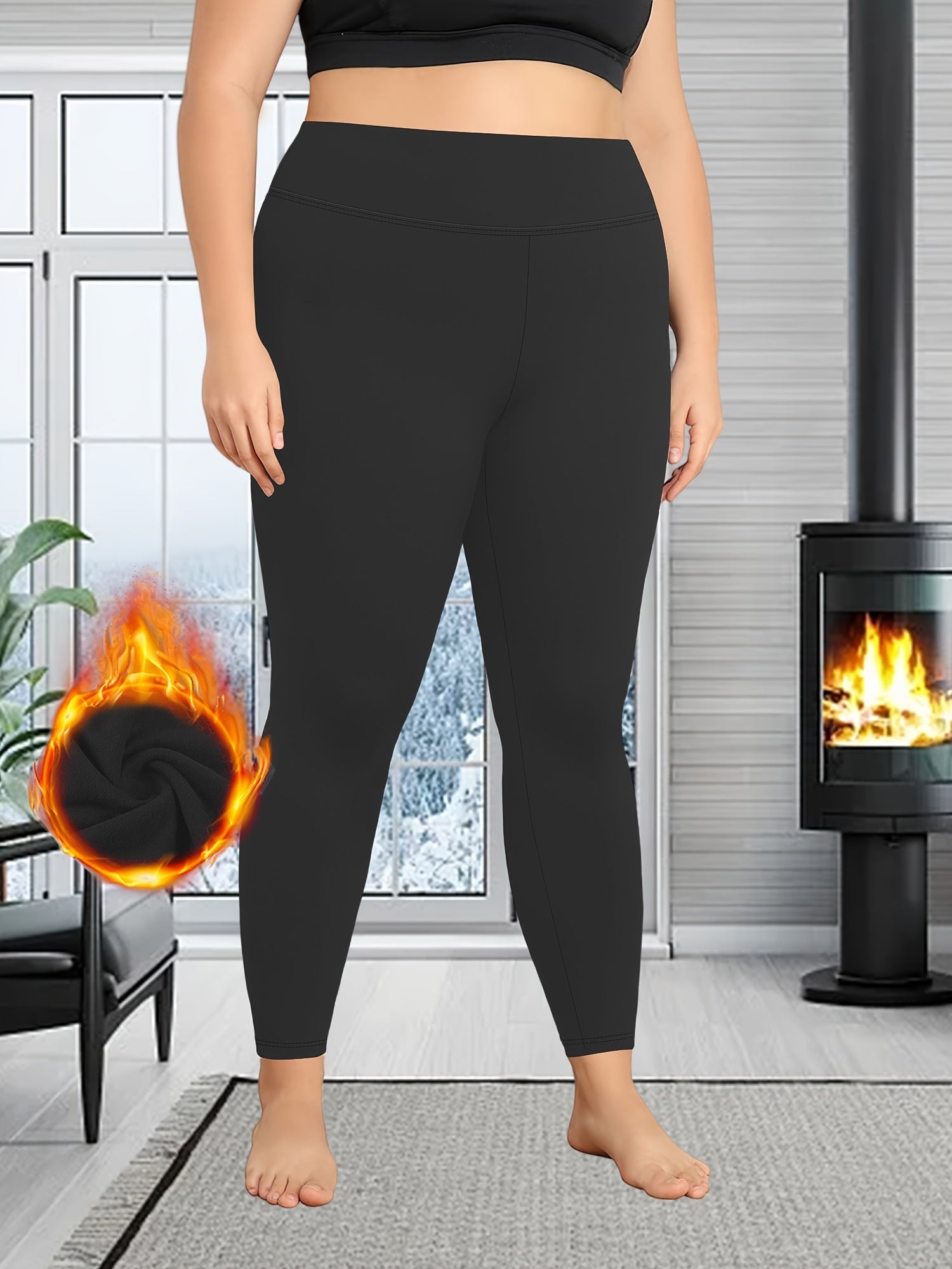 Cozy Plus Size Solid Leggings - Soft, High Waist, Thick, Stretchy