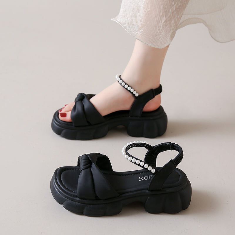 Women'S Retro Chic Summer Platform Sandals - Casual Open-Toe