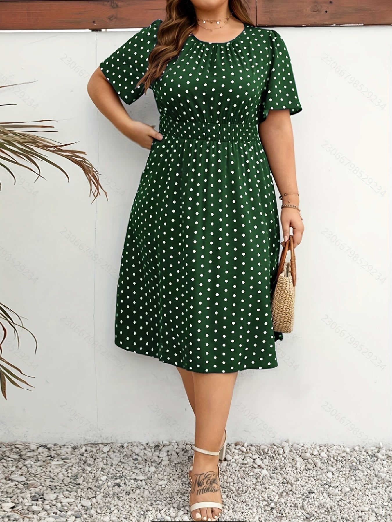 Elegant Women's Plus Size Dot Print Summer Dress