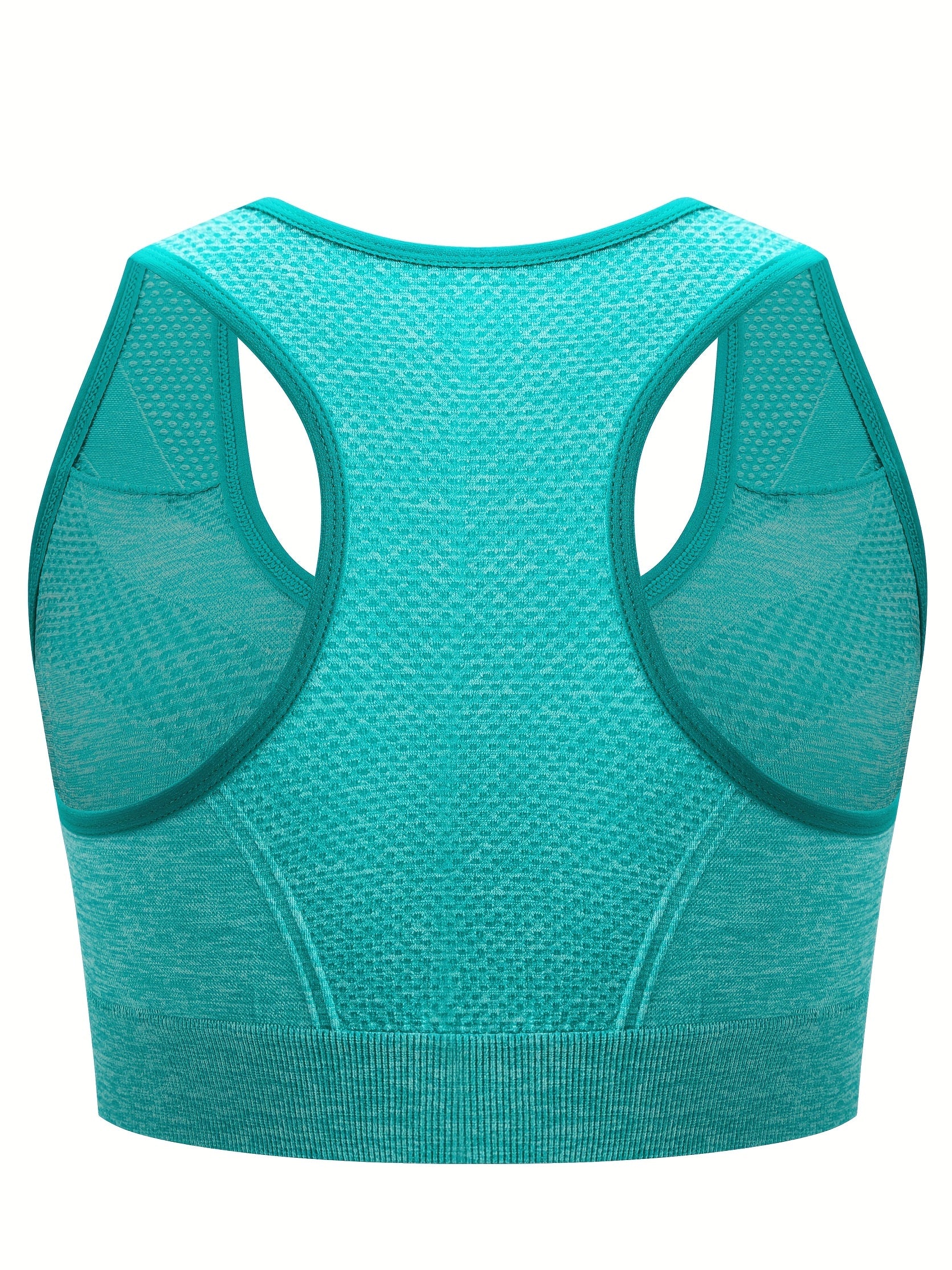 3pcs Front Closure Wire-Free Sports Bras - Breathable High-Elasticity Yoga Bras with Removable Pads, Plus Size V-Neck Design in