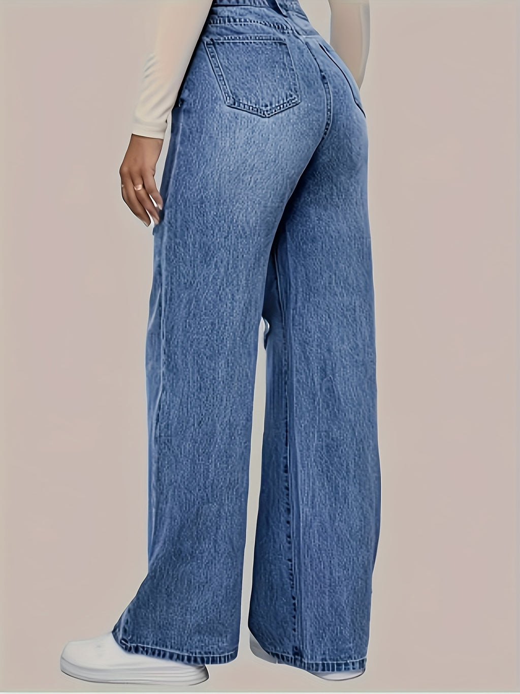 New European and American Plus Size Women's Straight-Leg Distressed Jeans