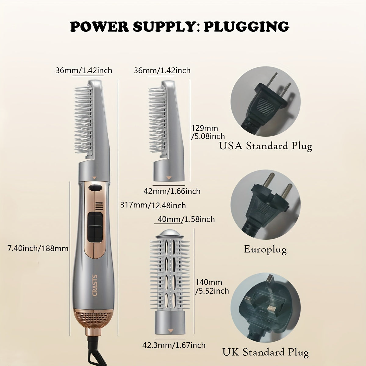 Electric Hair Dryer Brush 2-in-1 Dual-use Hair Straight Curling