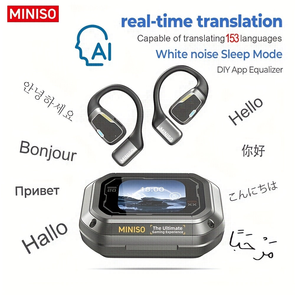 AI Wireless Earbuds with Real-Time Translation, Touch Controls & Detachable Mic