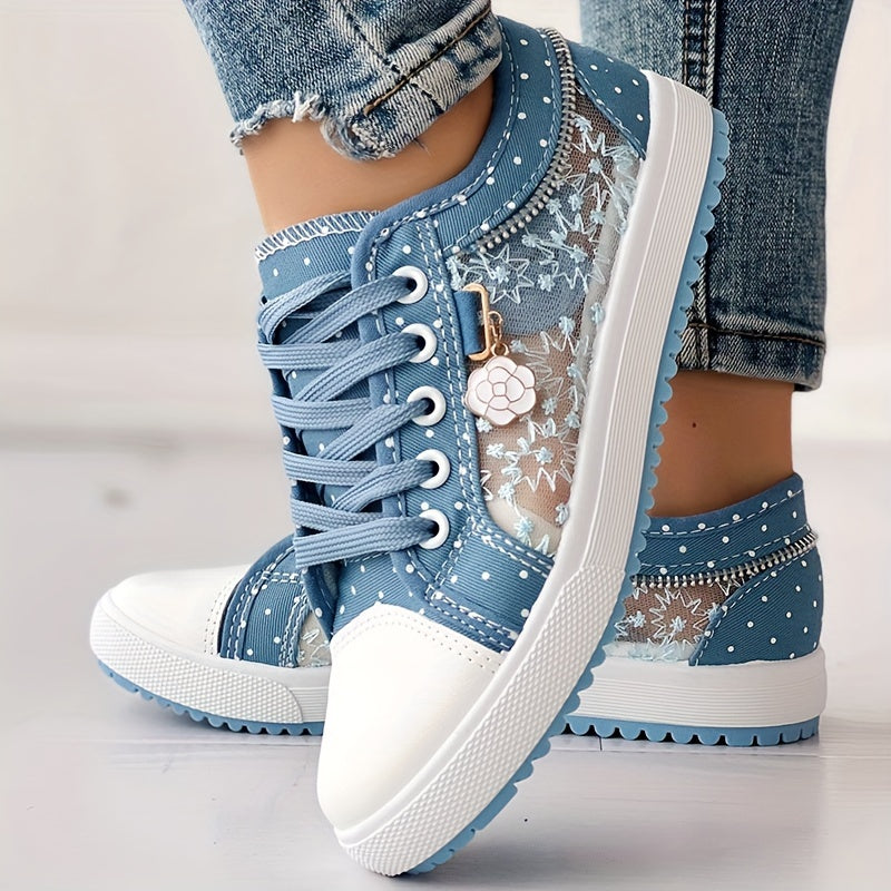 Women's Floral Mesh & Synthetic Cover Casual Sneakers