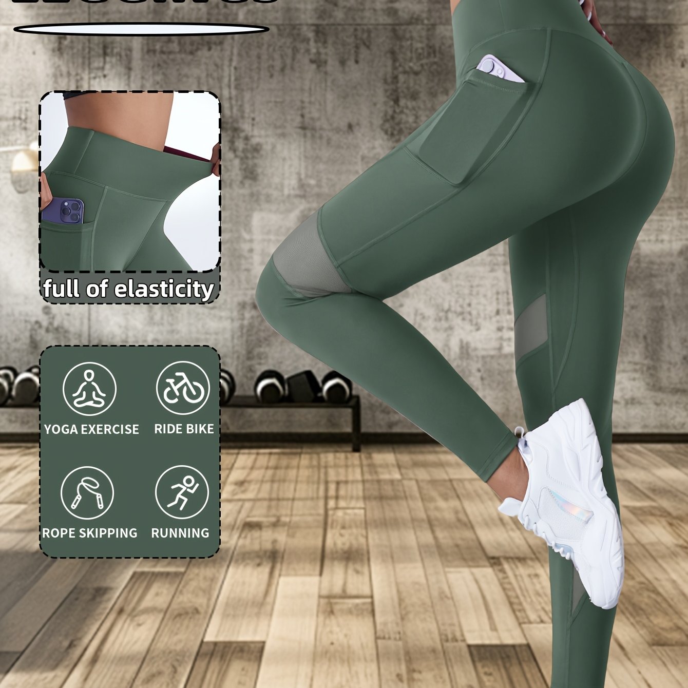 Women's High-Waisted Red Yoga Leggings with Mesh Panel Full Elasticity