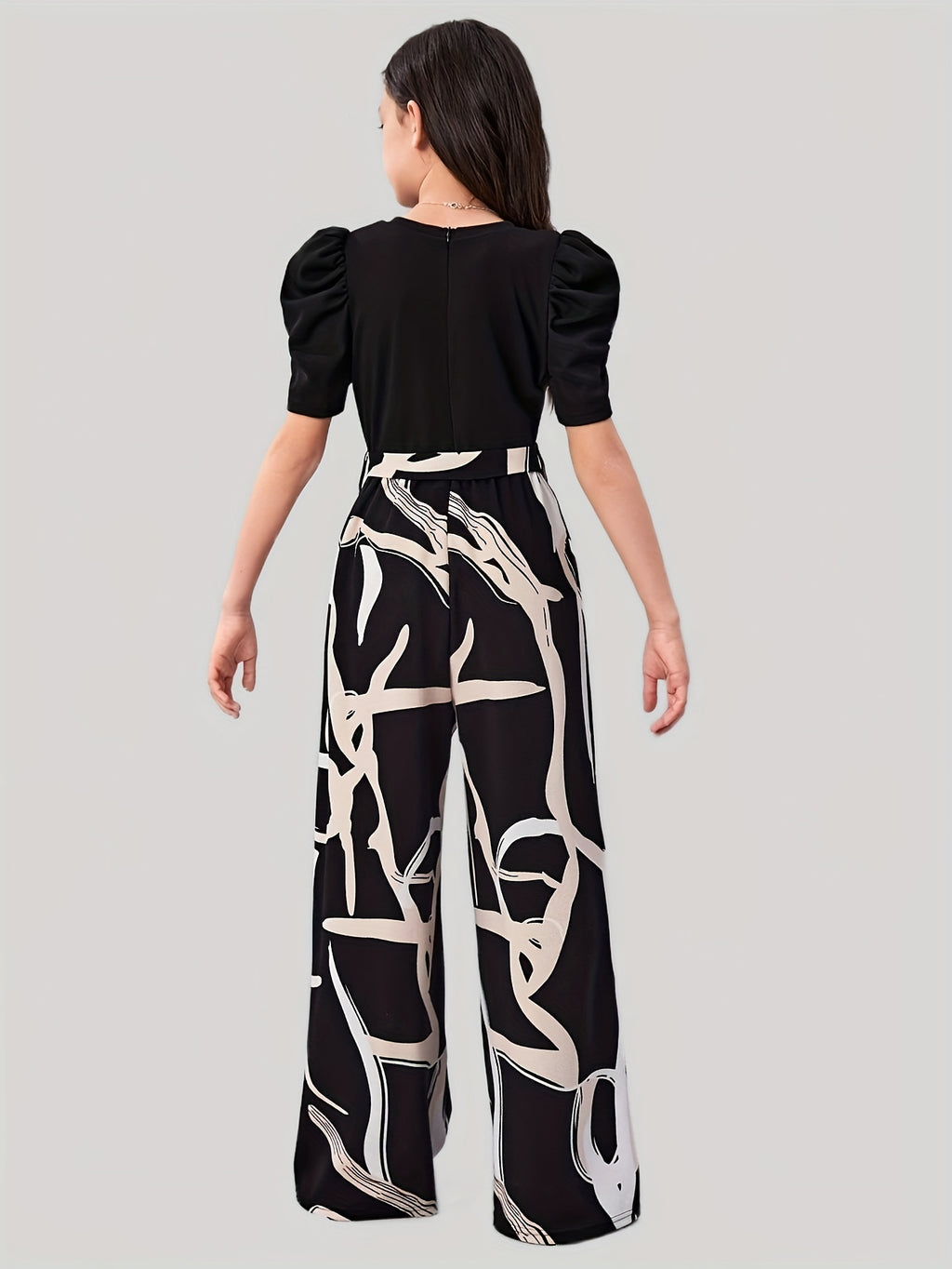 Girl's Casual Tie-Dye Wide-Leg Culottes - Black & White