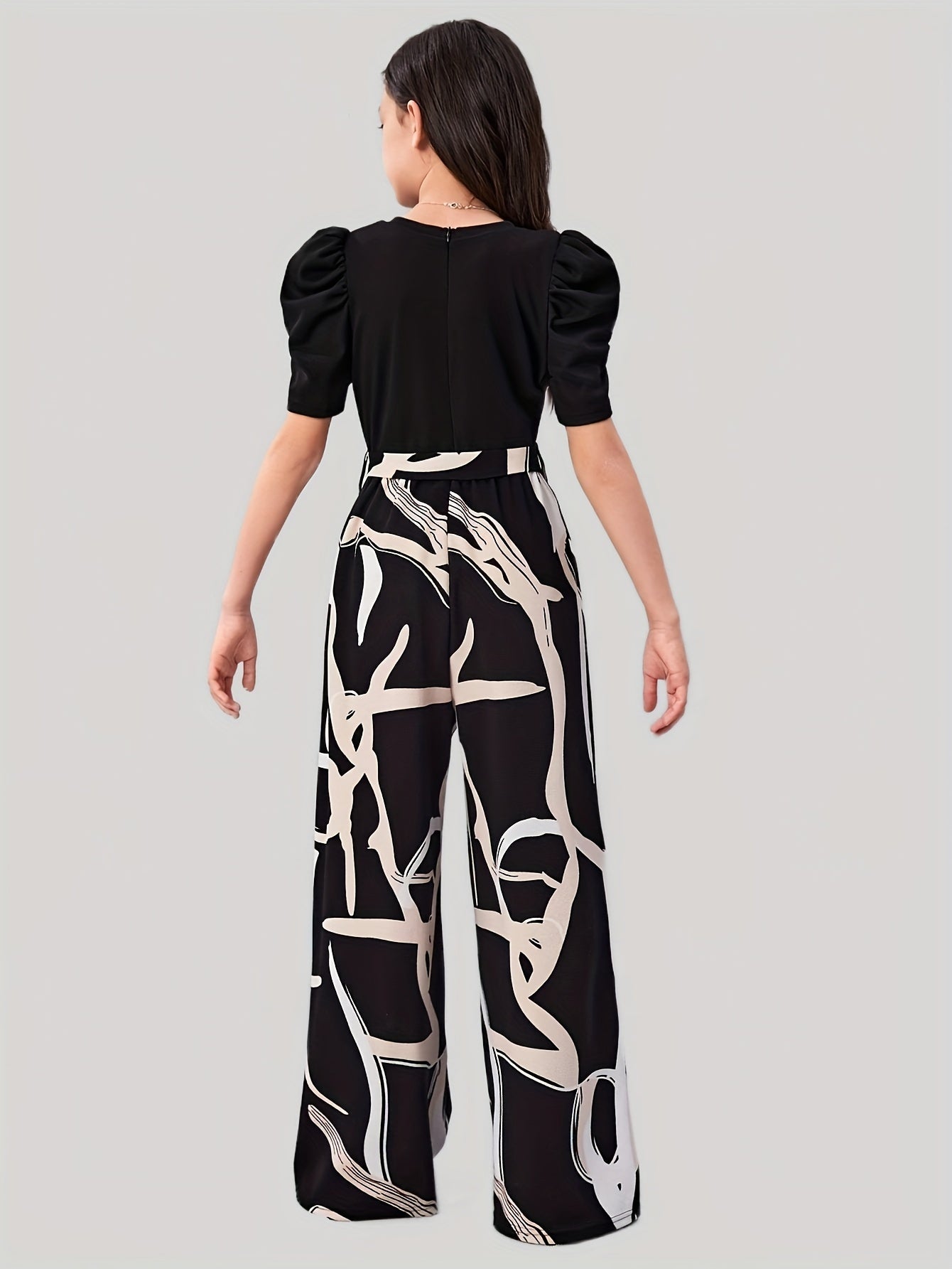 Girl's Casual Tie-Dye Wide-Leg Culottes - Black & White