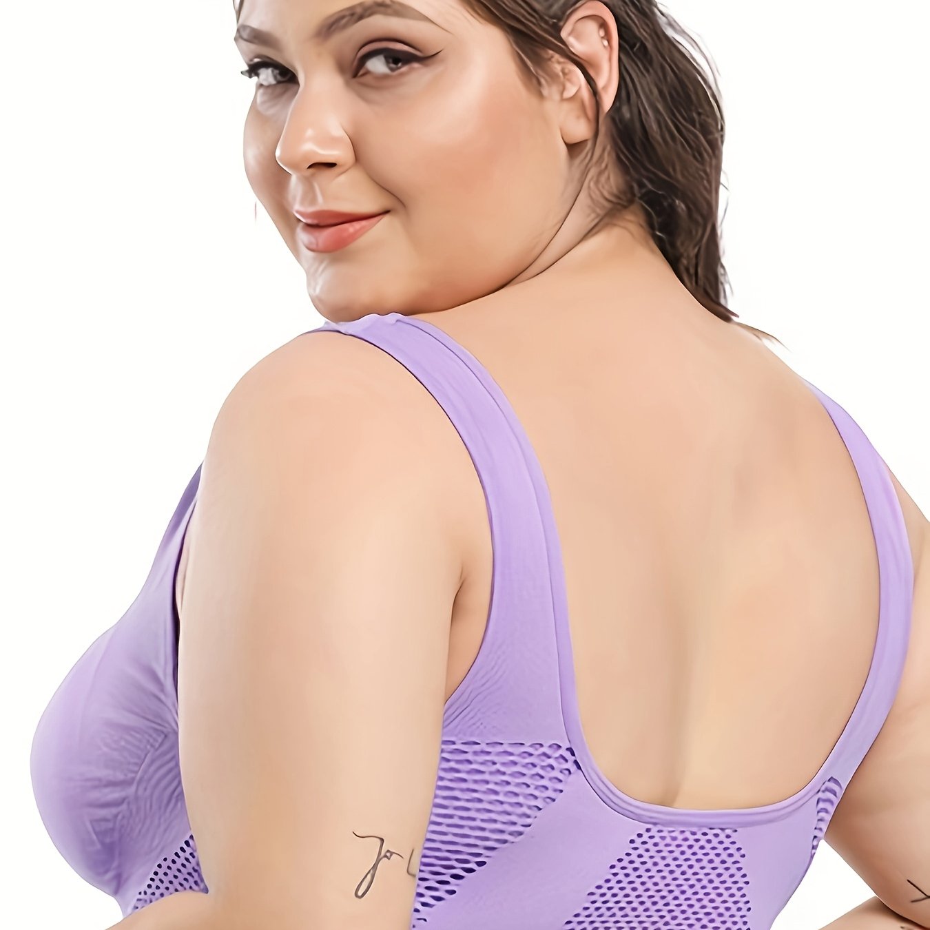 1pc, Esselegance, Sports Bra, Vest, No Rims, with Chest Pads, Mesh, Breathable, High Elasticity, Yoga, Running