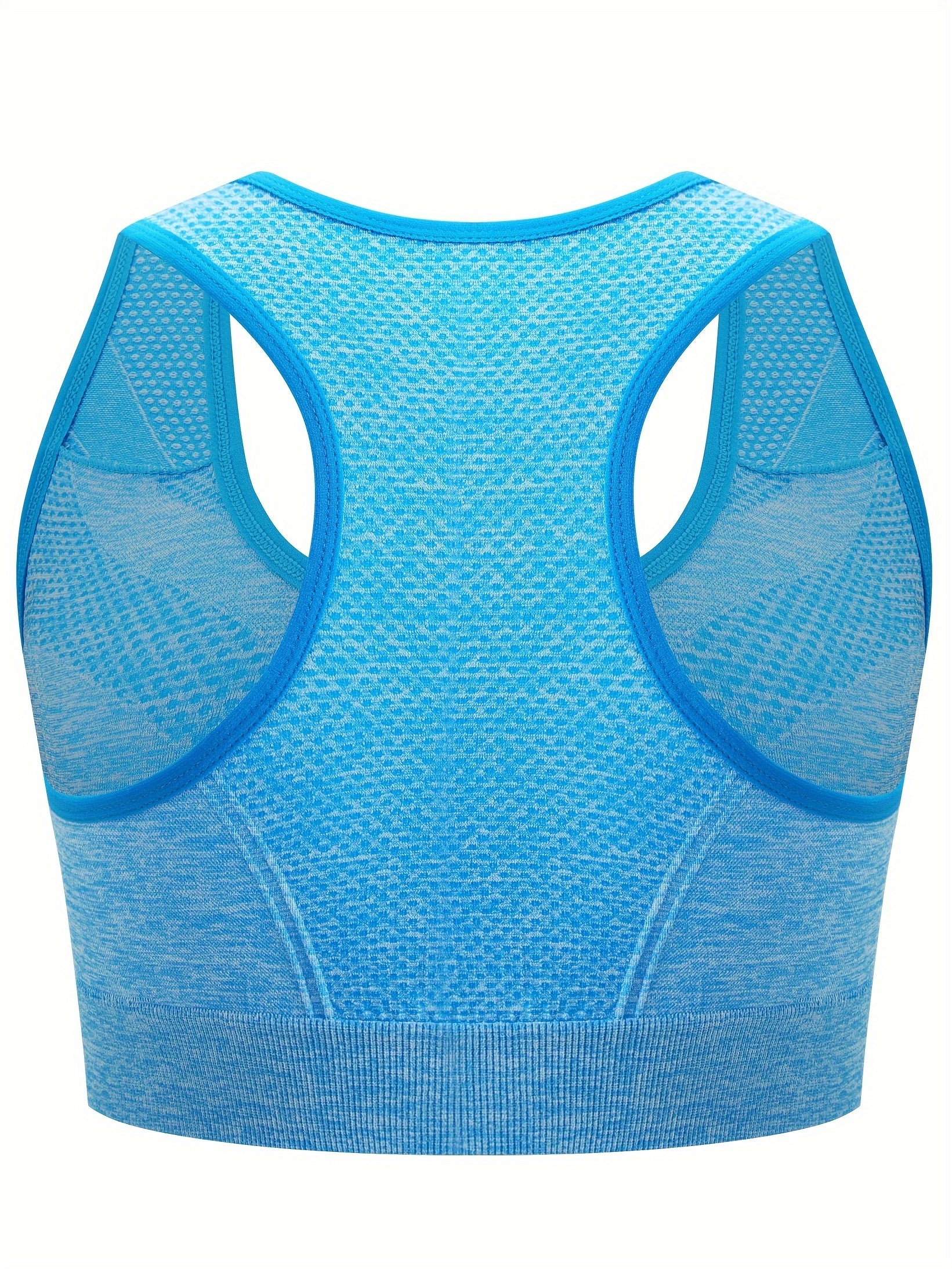 3pcs Front Closure Wire-Free Sports Bras - Breathable High-Elasticity Yoga Bras with Removable Pads, Plus Size V-Neck Design in